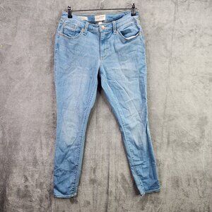 Womans Universal Threads Curvy Skinny Blue Jeans Med Wash Mid Rise Size 8